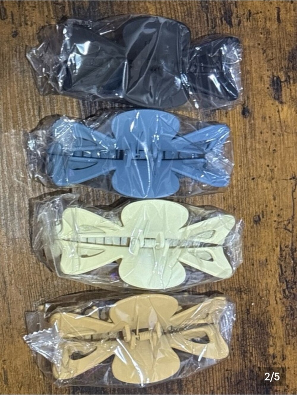 Set of 4 To Large Hair Claw Clips - Black, Blue, Cream, Tan - Picture 2 of 2